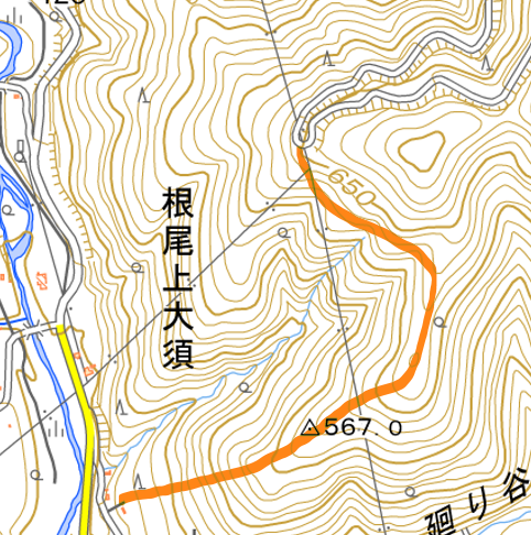 川浦ダムの保守林道へのアクセス経路